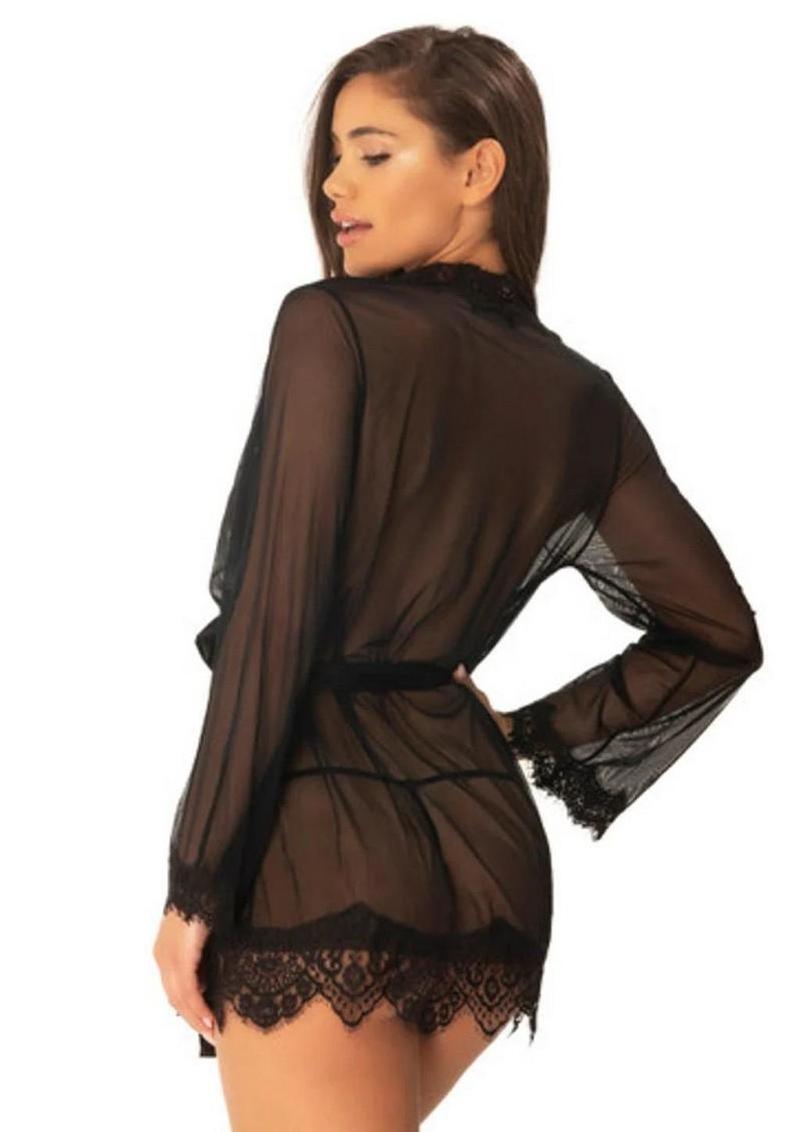 Black Short Sheer Robe