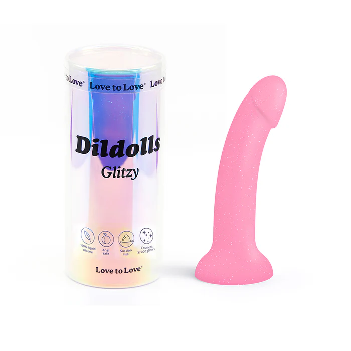 7 in. Silicone Dildo Pink Glitter