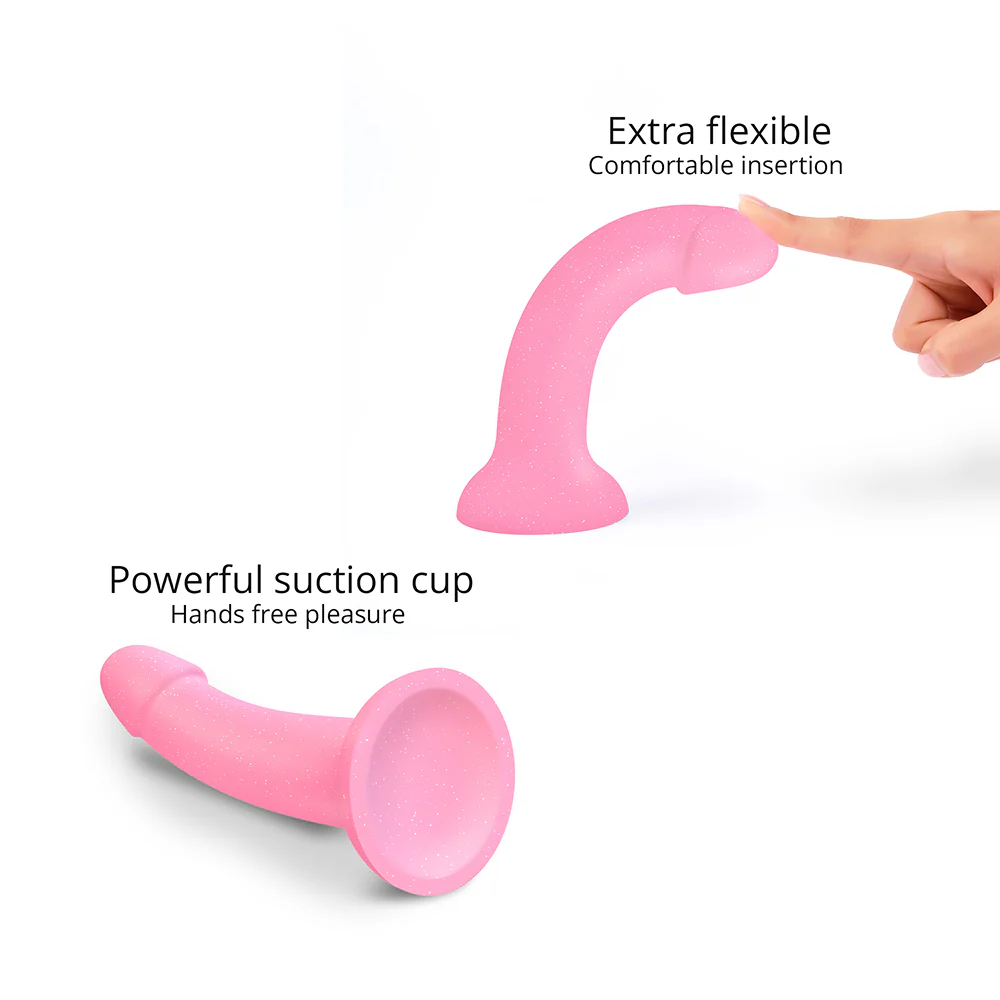 7 in. Silicone Dildo Pink Glitter