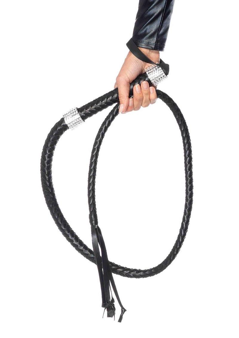 Braided Whip with Rhinestone Look Handle