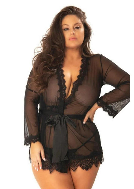 Black Short Sheer Robe