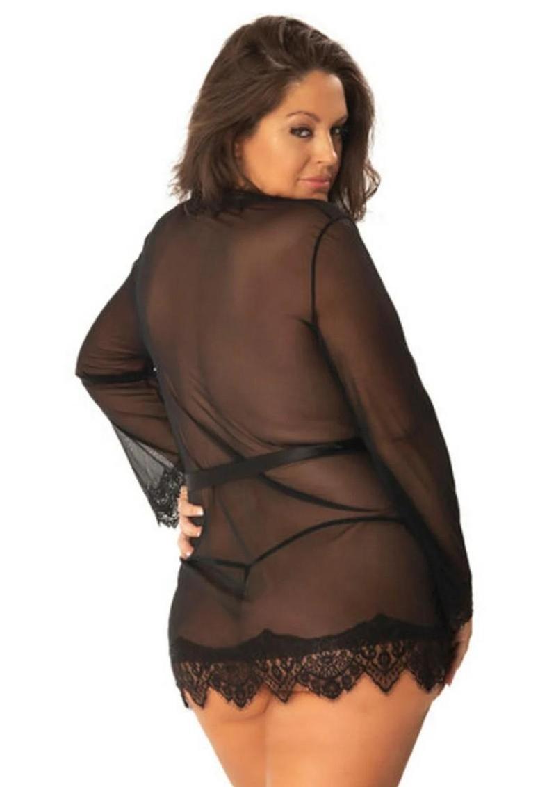 Black Short Sheer Robe