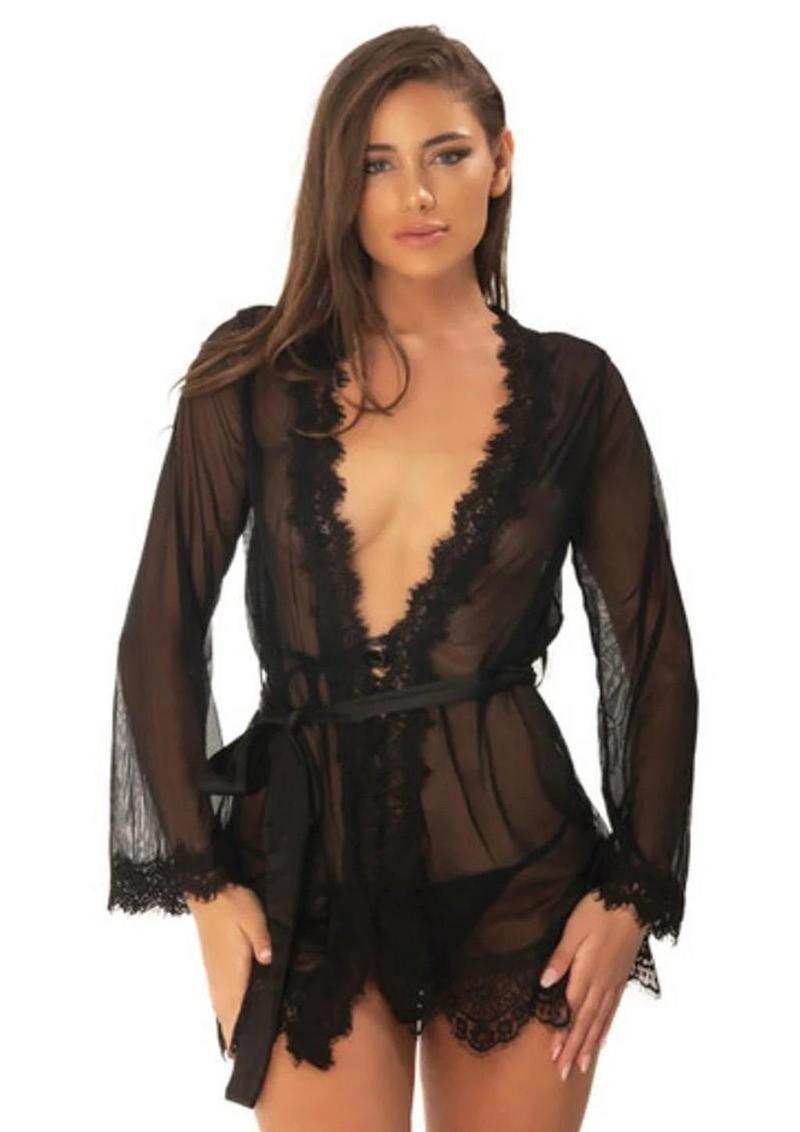 Black Short Sheer Robe